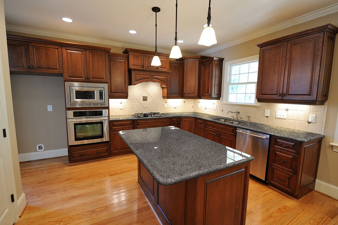 Azul Platino Granite countertop in a kitchen