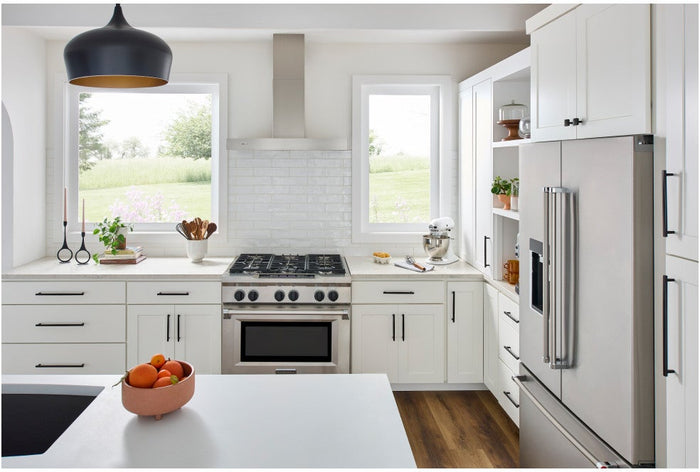 Whitlock Cabinet Pull installed on cabinets