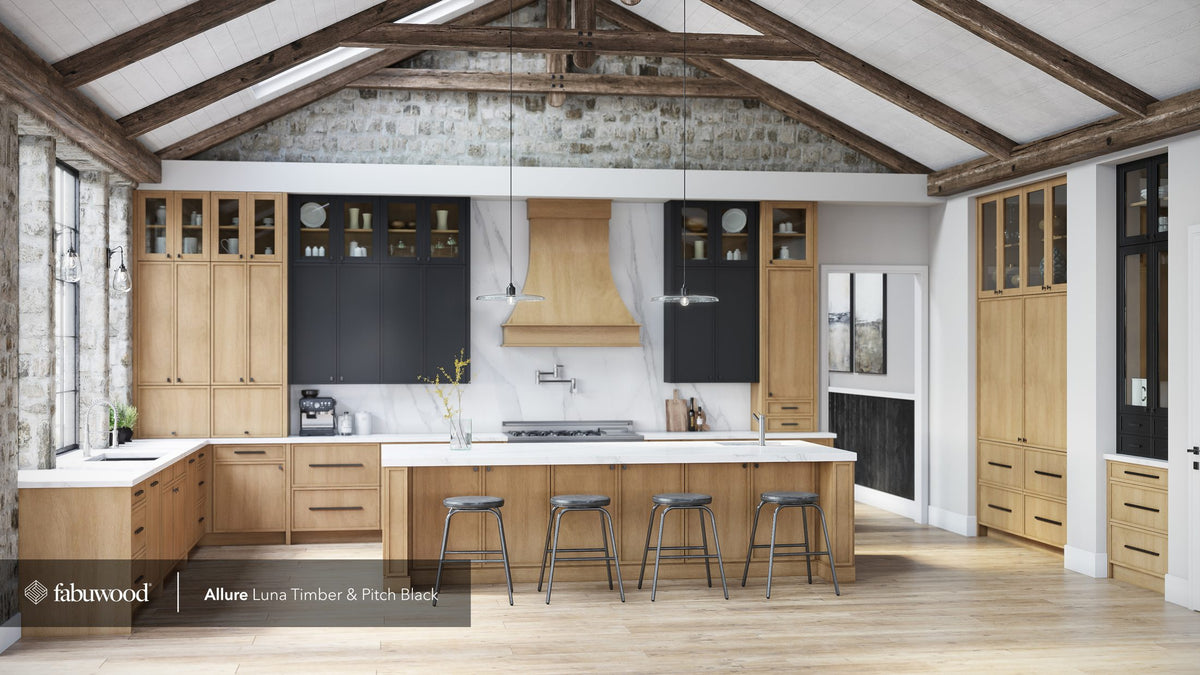 Fabuwood Luna Kitchen in Timber & Pitch Black
