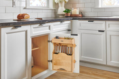 Wood Door-Mount Tip-Out Knife Storage Organizer