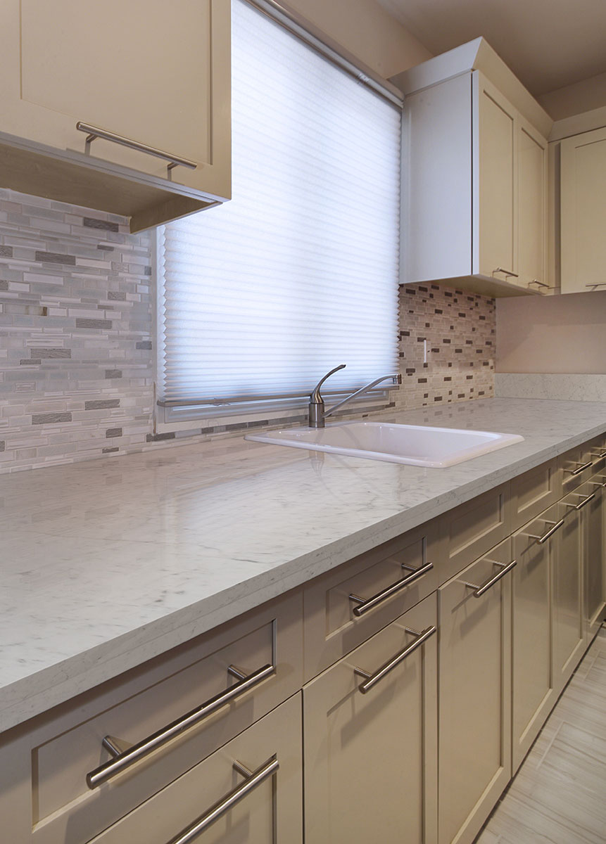 Carrara White Marble countertop in a kitchen