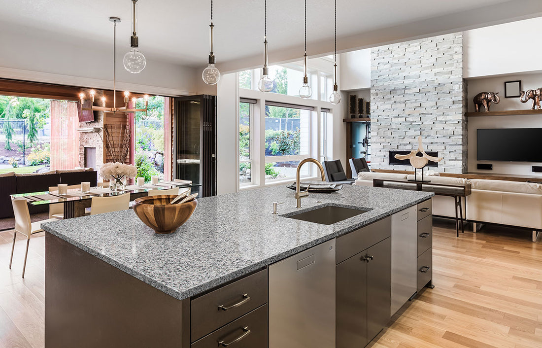 Luna Pearl Granite countertop in a kitchen