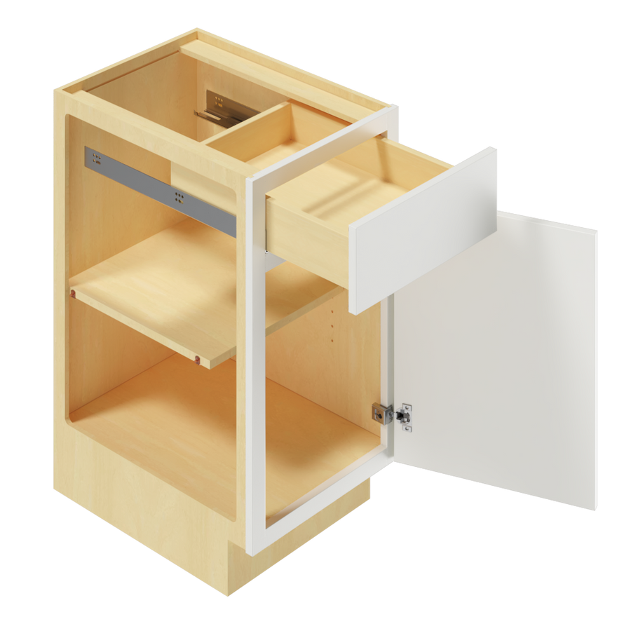 Framed cabinet: a solid wood face frame surrounds the box opening
