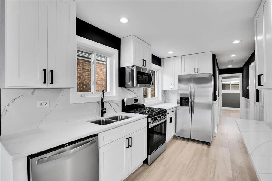 Timeless Shaker White Kitchen With Built-In Microwave in Orland Park, IL