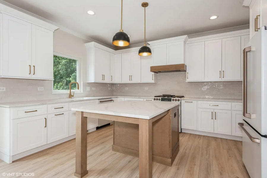 Two-Tone Honey Wheat Shaker & White Shaker Kitchen in Carol Stream, IL